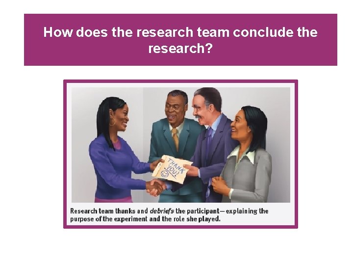 How does the research team conclude the research? How does the research team conclude the research?