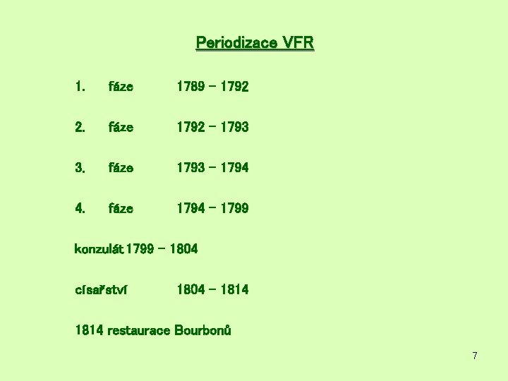 Periodizace VFR 1. fáze 1789 – 1792 2. fáze 1792 – 1793 3. fáze Periodizace VFR 1. fáze 1789 – 1792 2. fáze 1792 – 1793 3. fáze