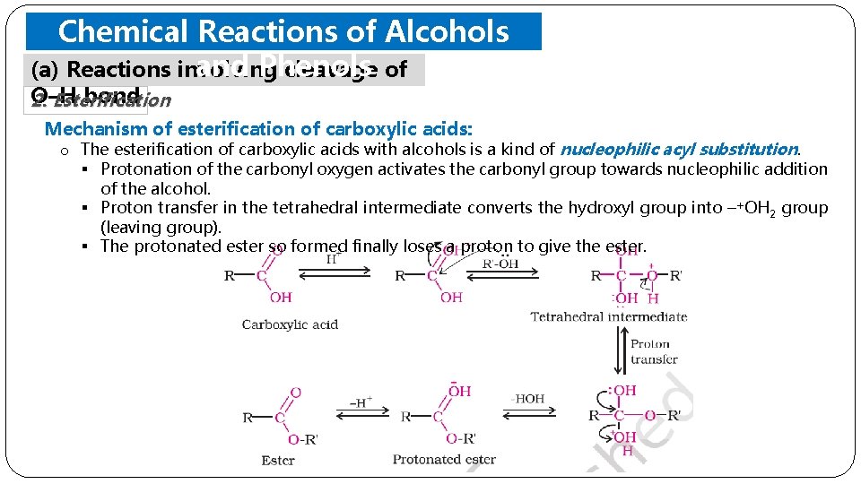 Chemical Reactions of Alcohols and Phenols (a) Reactions involving cleavage of O–H bond 2.