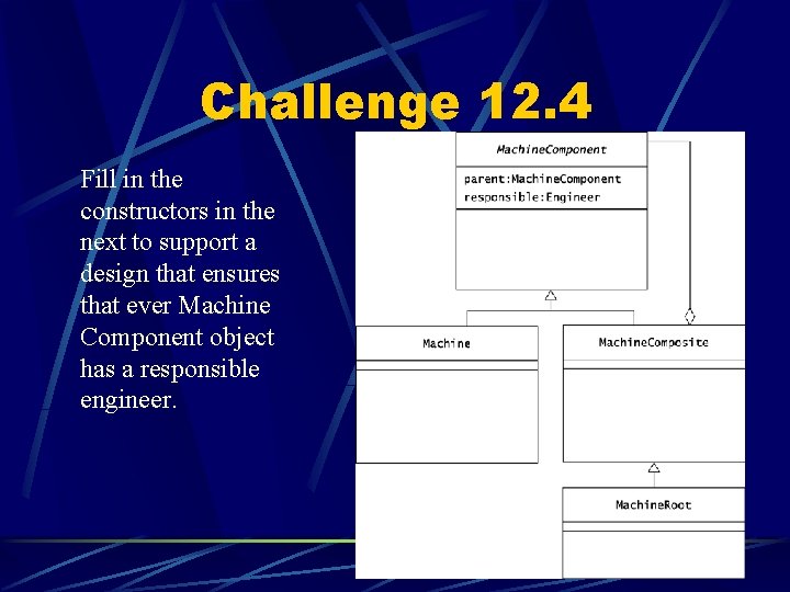Challenge 12. 4 Fill in the constructors in the next to support a design