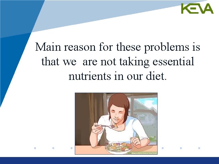 Main reason for these problems is that we are not taking essential nutrients in