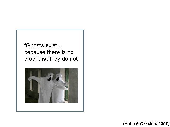 “Ghosts exist… because there is no proof that they do not” (Hahn & Oaksford