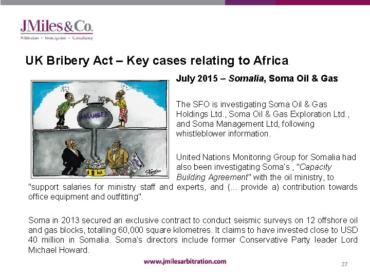 UK Bribery Act – Key cases relating to Africa July 2015 – Somalia, Soma