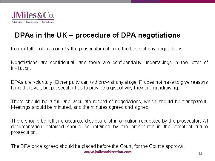 DPAs in the UK – procedure of DPA negotiations Formal letter of invitation by