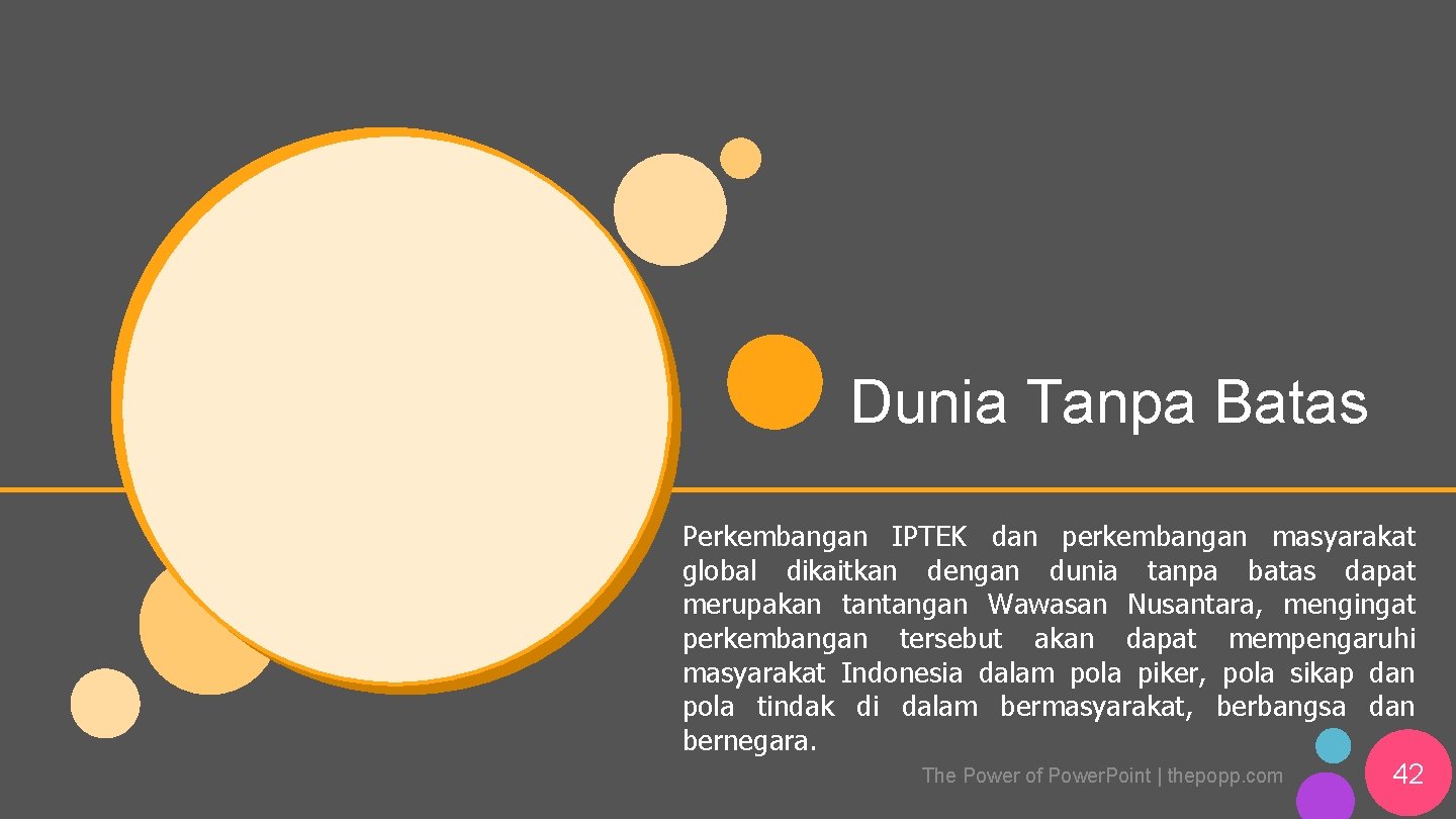 Dunia Tanpa Batas Perkembangan IPTEK dan perkembangan masyarakat global dikaitkan dengan dunia tanpa batas