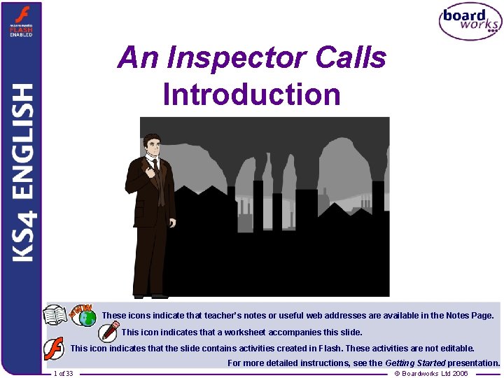 An Inspector Calls Introduction These icons indicate that teacher’s notes or useful web addresses