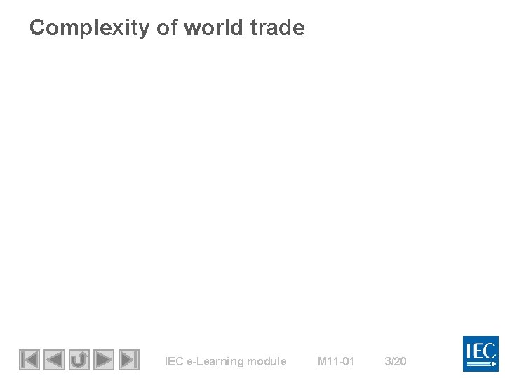 Complexity of world trade IEC e-Learning module M 11 -01 3/20 