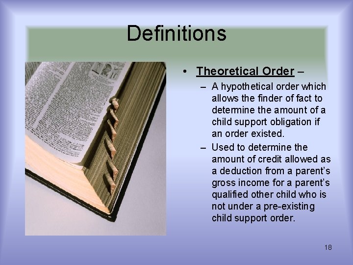 Definitions • Theoretical Order – – A hypothetical order which allows the finder of Definitions • Theoretical Order – – A hypothetical order which allows the finder of