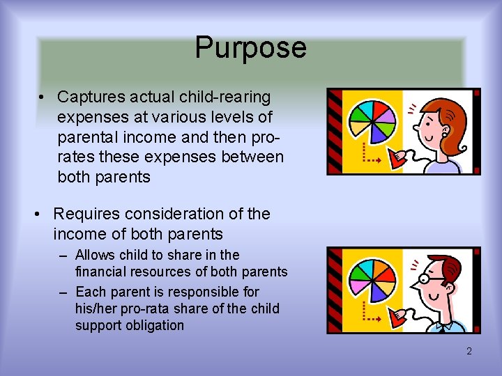 Purpose • Captures actual child-rearing expenses at various levels of parental income and then Purpose • Captures actual child-rearing expenses at various levels of parental income and then