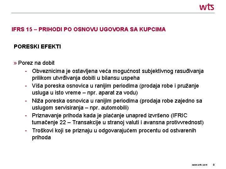 IFRS 15 – PRIHODI PO OSNOVU UGOVORA SA KUPCIMA PORESKI EFEKTI » Porez na