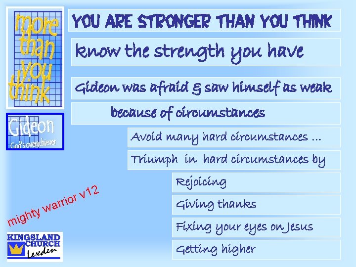You are stronger than you think know the strength you have Gideon was afraid You are stronger than you think know the strength you have Gideon was afraid