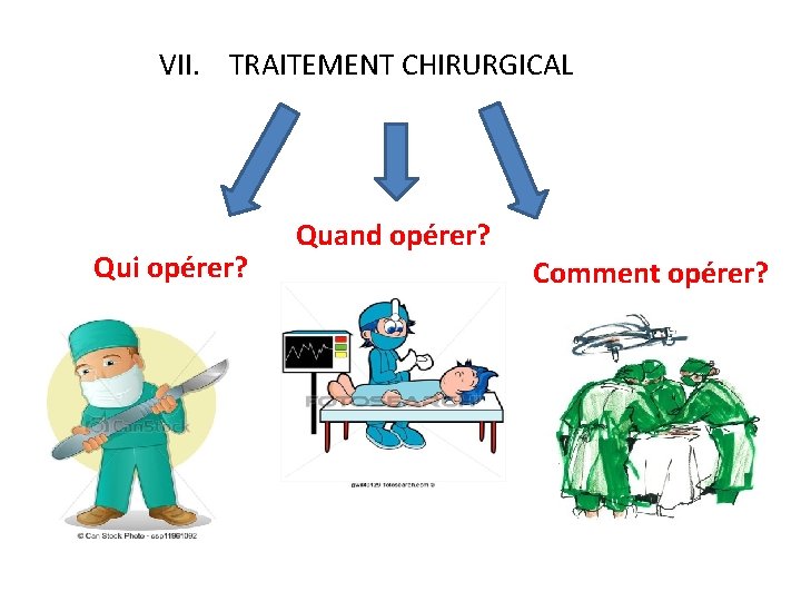 VII. TRAITEMENT CHIRURGICAL Qui opérer? Quand opérer? Comment opérer? 