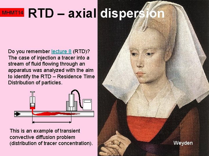 MHMT 14 RTD – axial dispersion Do you remember lecture 8 (RTD)? The case