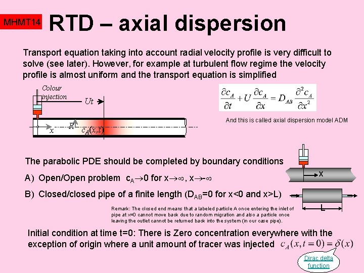 MHMT 14 RTD – axial dispersion Transport equation taking into account radial velocity profile