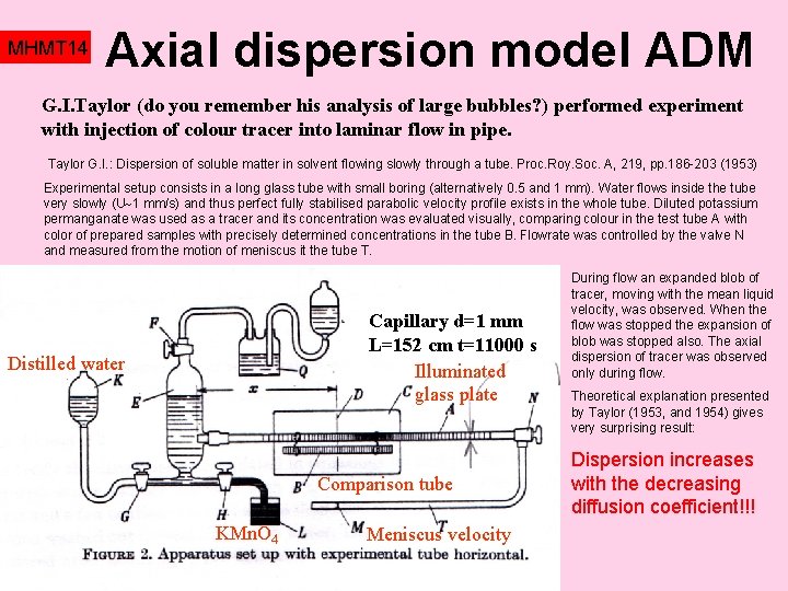 MHMT 14 Axial dispersion model ADM G. I. Taylor (do you remember his analysis