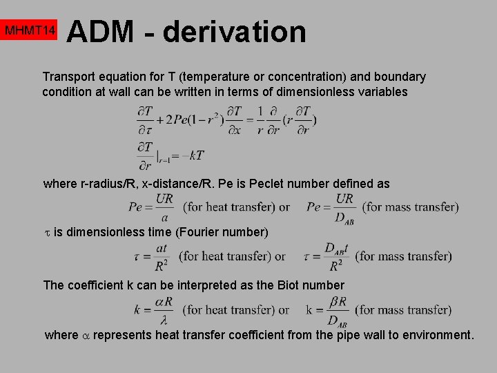 MHMT 14 ADM - derivation Transport equation for T (temperature or concentration) and boundary