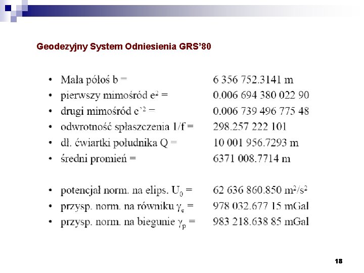 Geodezyjny System Odniesienia GRS’ 80 18 