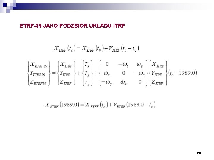 ETRF-89 JAKO PODZBIÓR UKŁADU ITRF 28 