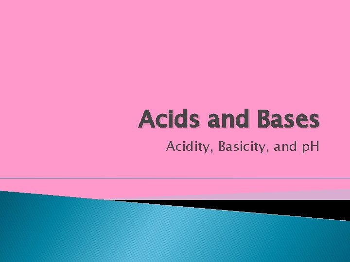 Acids and Bases Acidity, Basicity, and p. H 