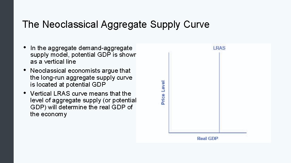 The Neoclassical Aggregate Supply Curve • • • In the aggregate demand-aggregate supply model,