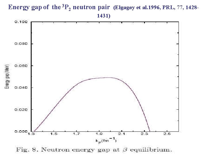 Energy gap of the 3 P 2 neutron pair (Elgagøy et al. 1996, PRL,