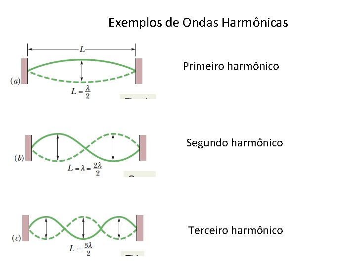 Exemplos de Ondas Harmônicas Primeiro harmônico Segundo harmônico Terceiro harmônico 