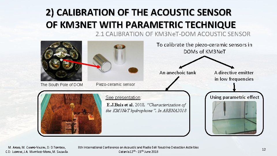 2) CALIBRATION OF THE ACOUSTIC SENSOR OF KM 3 NET WITH PARAMETRIC TECHNIQUE 2.