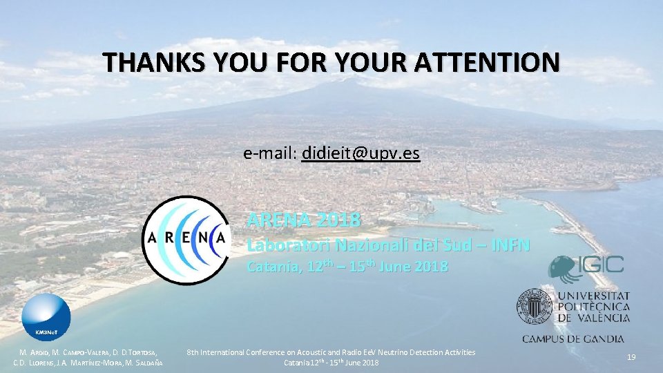 THANKS YOU FOR YOUR ATTENTION e-mail: didieit@upv. es ARENA 2018 Laboratori Nazionali del Sud