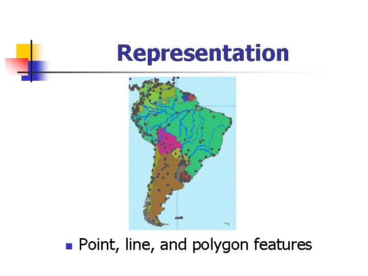 Representation n Point, line, and polygon features 