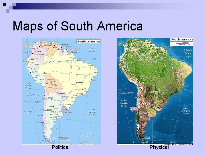 Maps of South America Political Physical 