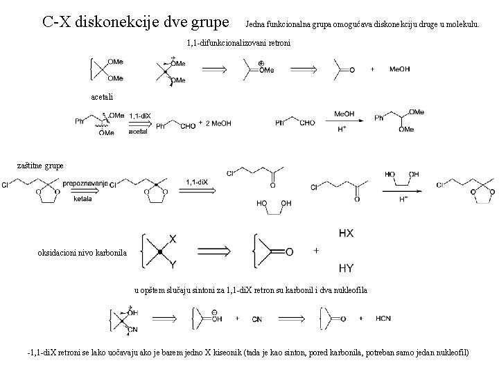 C-X diskonekcije dve grupe Jedna funkcionalna grupa omogućava diskonekciju druge u molekulu. 1, 1