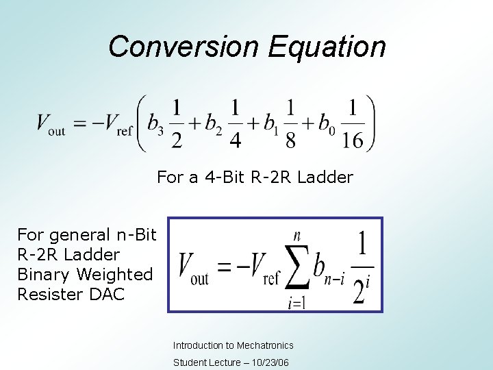 Conversion Equation For a 4 -Bit R-2 R Ladder For general n-Bit R-2 R