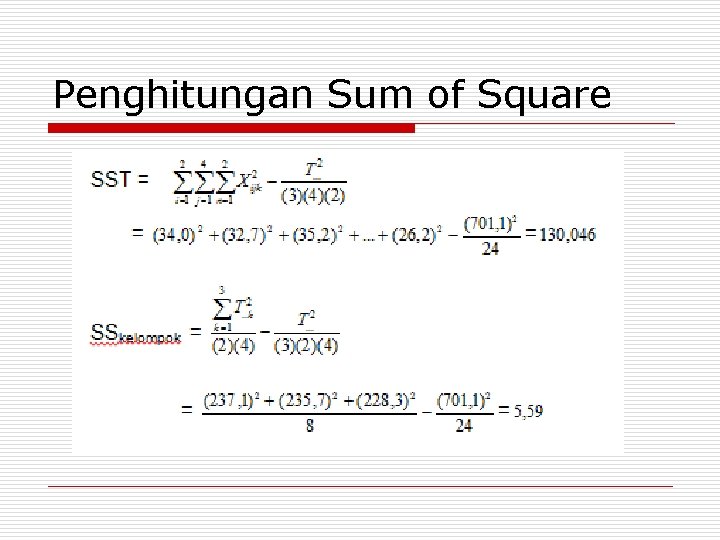 Penghitungan Sum of Square 