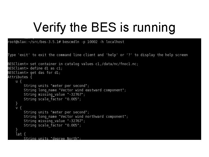 Verify the BES is running 