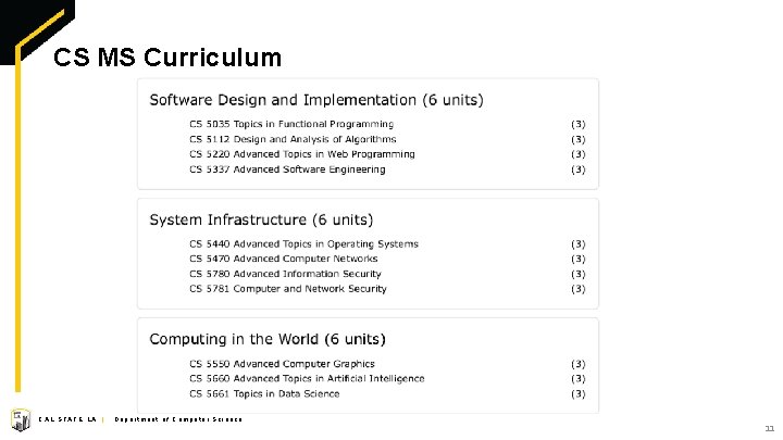 CS MS Curriculum CAL STATE LA | Department of Computer Science 11 