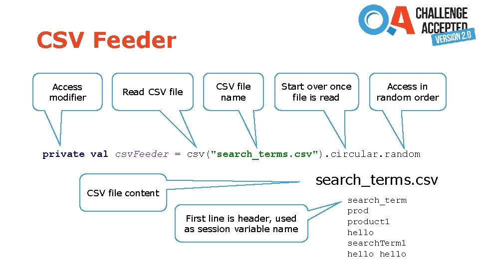 CSV Feeder Access modifier Read CSV file name Start over once file is read