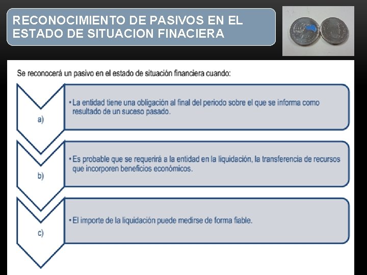 RECONOCIMIENTO DE PASIVOS EN EL ESTADO DE SITUACION FINACIERA 