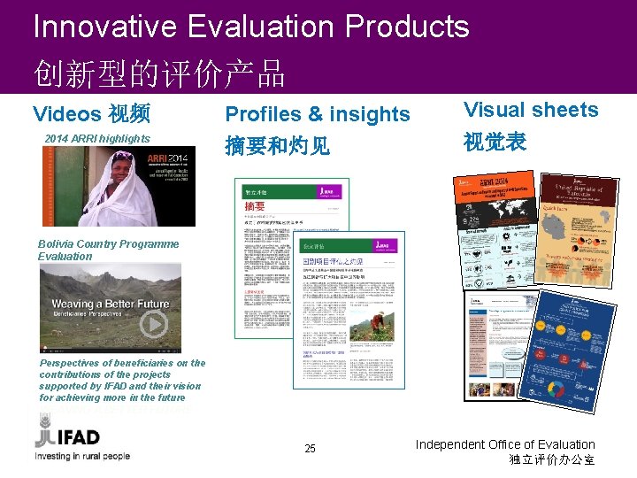 Innovative Evaluation Products 创新型的评价产品 Videos 视频 2014 ARRI highlights Profiles & insights 摘要和灼见 Visual