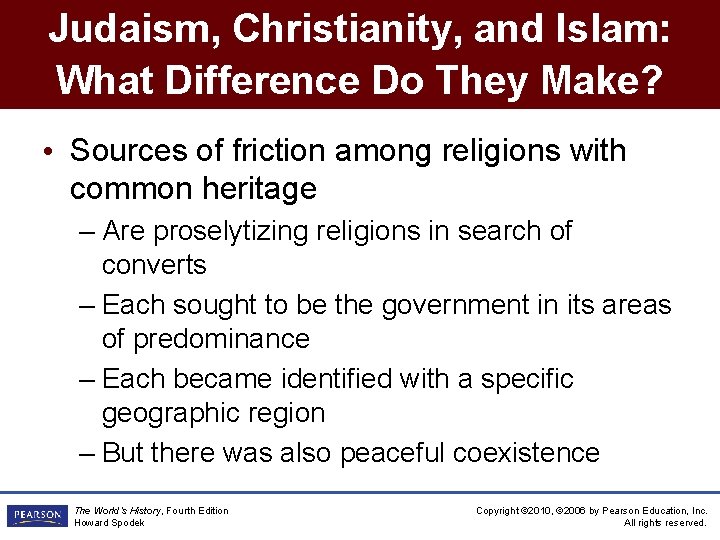 Judaism, Christianity, and Islam: What Difference Do They Make? • Sources of friction among