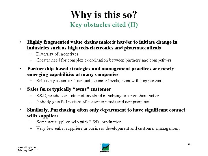 Fragmented Value Chain Creating value through strategic supply chain partnerships Natural