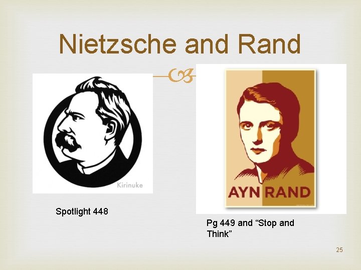 Nietzsche and Rand Spotlight 448 Pg 449 and “Stop and Think” 25 