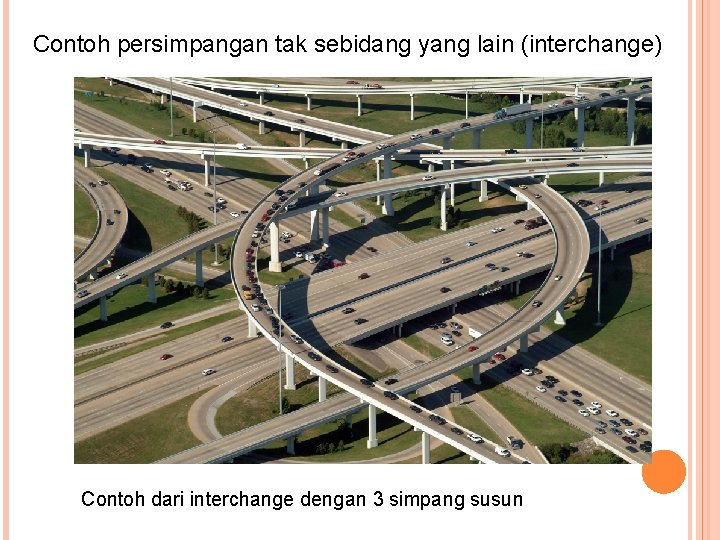 Contoh persimpangan tak sebidang yang lain (interchange) Contoh dari interchange dengan 3 simpang susun