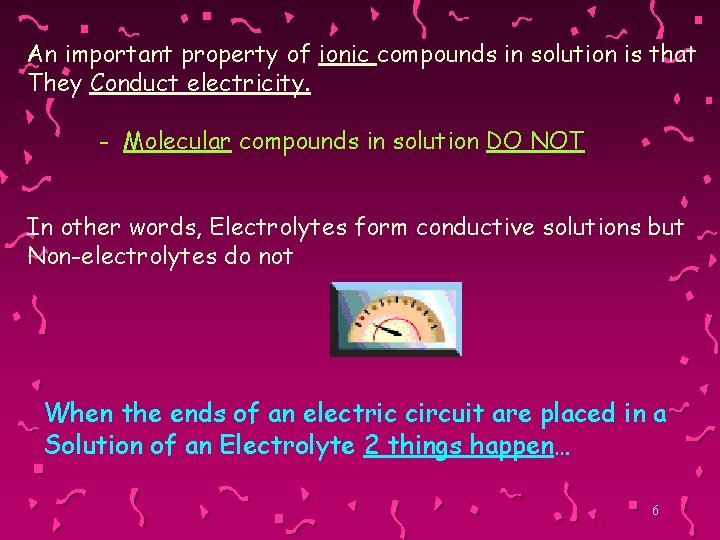 An important property of ionic compounds in solution is that They Conduct electricity. -