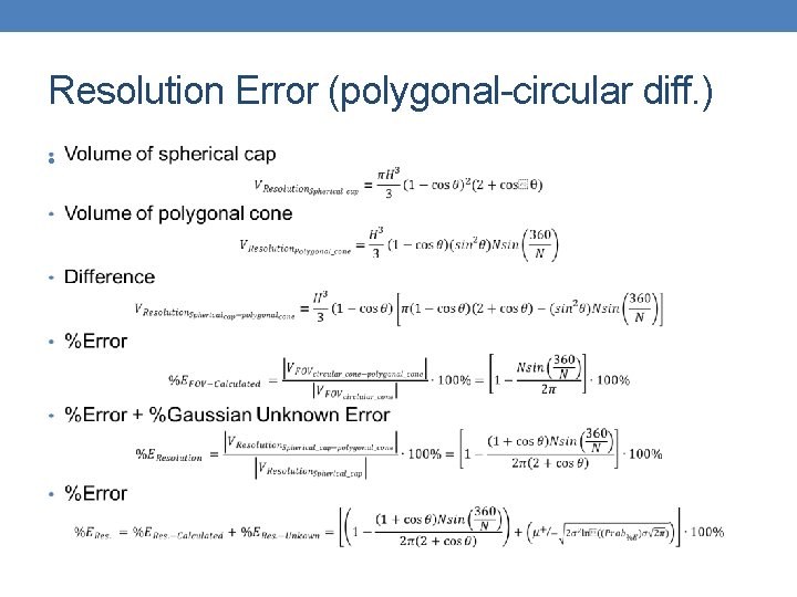 Resolution Error (polygonal-circular diff. ) • 