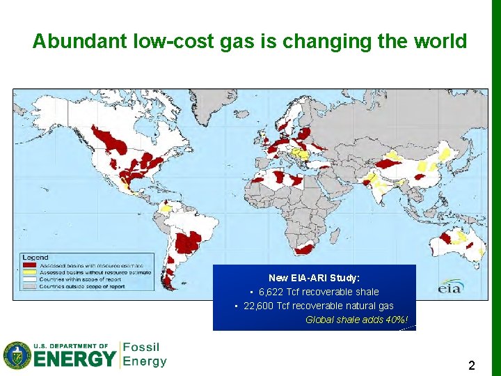 Abundant low-cost gas is changing the world New EIA-ARI Study: • 6, 622 Tcf