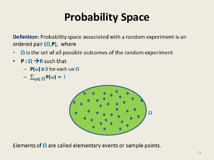 Probability Space • Ω 13 