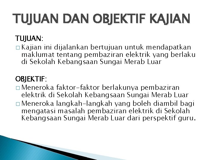 Pembaziran Elektrik Dalam Kalangan Murid Kajian Kes Di