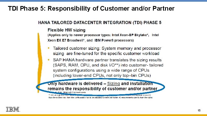 TDI Phase 5: Responsibility of Customer and/or Partner 15 