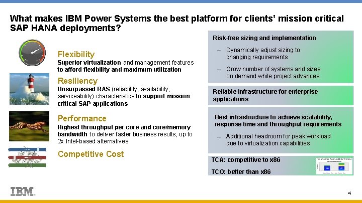 What makes IBM Power Systems the best platform for clients’ mission critical SAP HANA What makes IBM Power Systems the best platform for clients’ mission critical SAP HANA