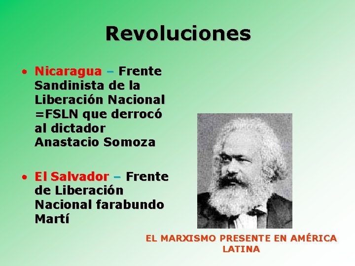 Revoluciones • Nicaragua – Frente Sandinista de la Liberación Nacional =FSLN que derrocó al